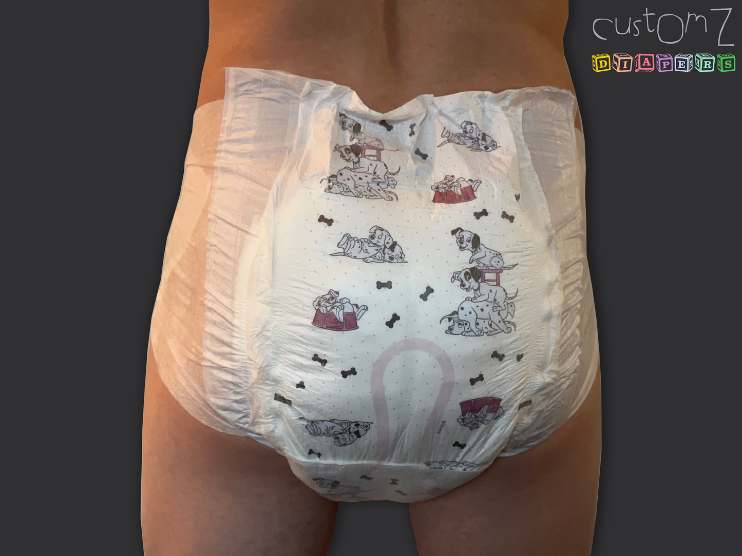 CustomZ Spotty Dogs ABDL Adult Baby Diaper Nappy - 1 x Nappy