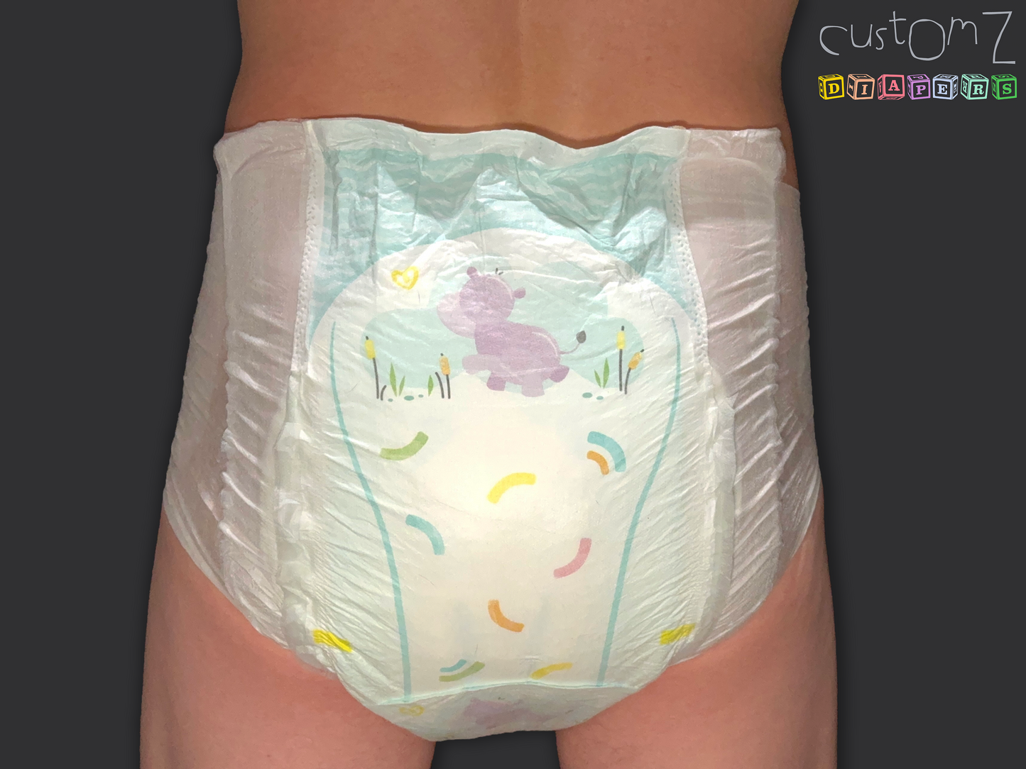 CustomZ Happy Hippo ABDL Adult Baby Diaper Nappy - 1 x Nappy