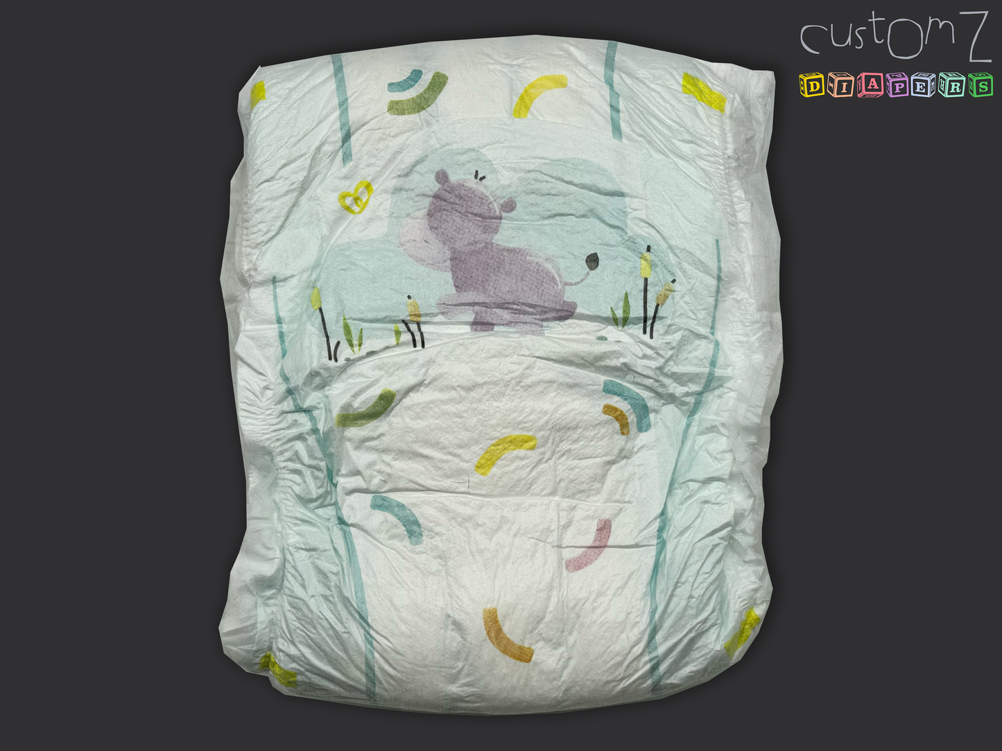 CustomZ Happy Hippo ABDL Adult Baby Diaper Nappy - 1 x Nappy