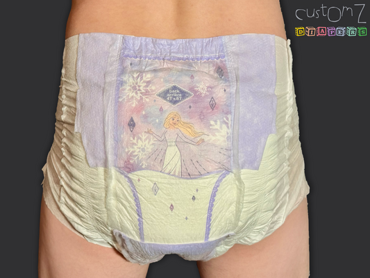 CustomZ Ice Princess ABDL Adult Baby Diaper Nappy with Fade When Wet Snowflakes - 1 x Nappy