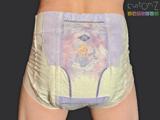 CustomZ Ice Queen ABDL Adult Baby Diaper Nappy with Fade When Wet Snowflakes - 1 x Nappy