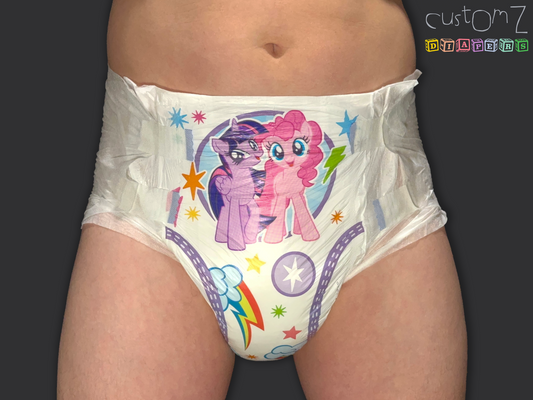 CustomZ MLP My Little Pony Pinkie Pie ABDL Plastic Backed Adult Baby Diaper Nappy - 1 x Nappy