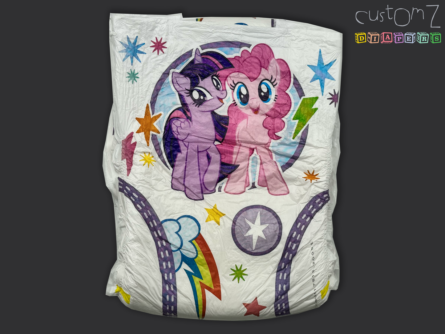 CustomZ MLP My Little Pony Pinkie Pie ABDL Plastic Backed Adult Baby Diaper Nappy - 1 x Nappy