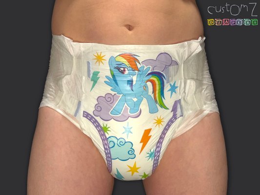 CustomZ MLP My Little Pony Rainbow Dash ABDL Plastic Backed Adult Baby Diaper Nappy - 1 x Nappy