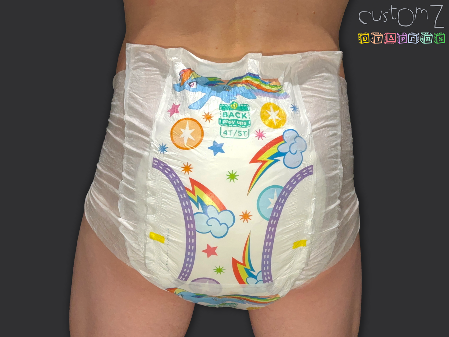 CustomZ MLP My Little Pony Pinkie Pie ABDL Plastic Backed Adult Baby Diaper Nappy - 1 x Nappy