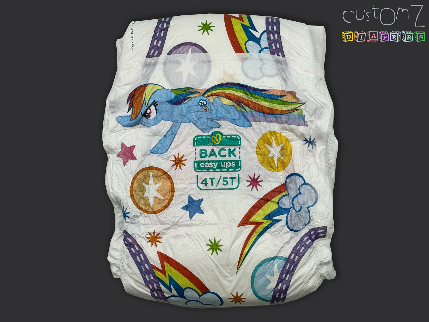 CustomZ MLP My Little Pony Pinkie Pie ABDL Plastic Backed Adult Baby Diaper Nappy - 1 x Nappy