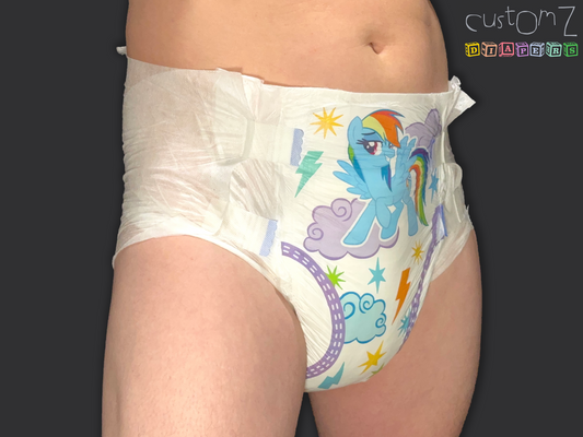 CustomZ MLP My Little Pony Rainbow Dash ABDL Plastic Backed Adult Baby Diaper Nappy - 1 x Nappy