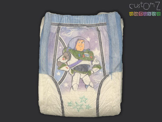 CustomZ Space Man ABDL Adult Baby Diaper Nappy with Fade When Wet Stars - 1 x Nappy