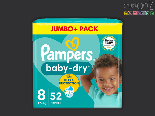 Pampers UK Size 8 Baby Dry Nappies Diapers - Pack of 52