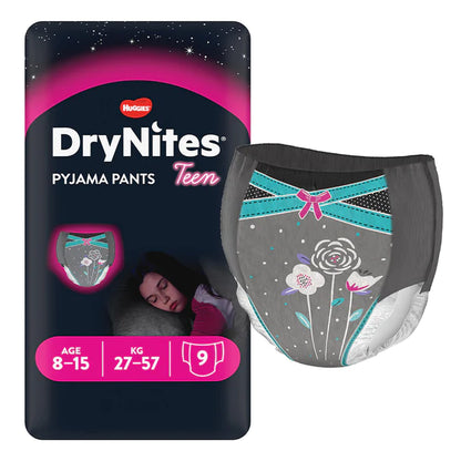 Girls UK Huggies DryNites Pyjama Pants (8 - 15) - 9 Pack