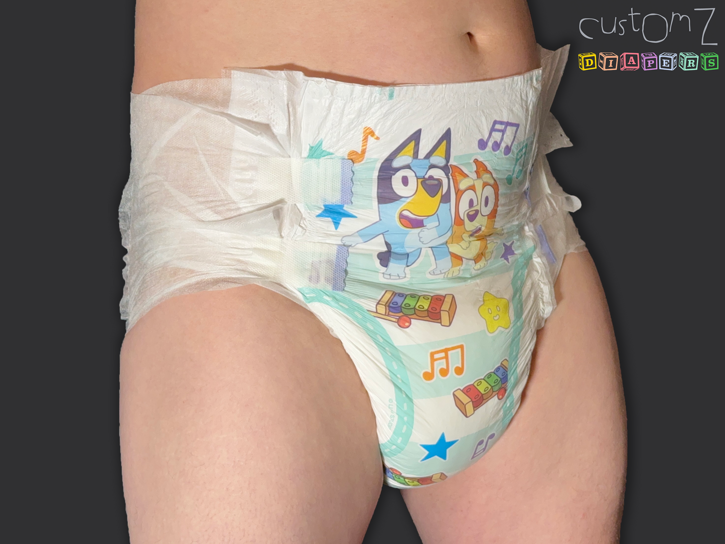 CustomZ Blu Sisters ABDL Plastic Backed Adult Baby Diaper Nappy - 1 x Nappy