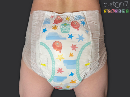 CustomZ Blu ABDL Plastic Backed Adult Baby Diaper Nappy - 1 x Nappy