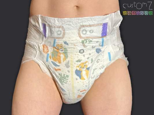 CustomZ Baby Lions ABDL Adult Baby Diaper Nappy - 1 x Nappy