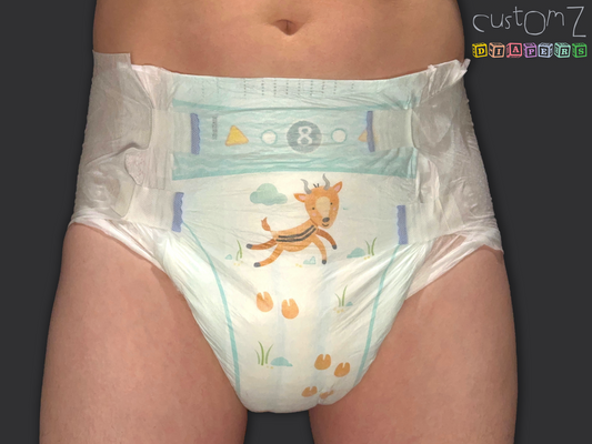 CustomZ Gary Gazelle ABDL Adult Baby Diaper Nappy - 1 x Nappy