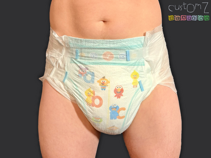 CustomZ Little Monsters ABDL Adult Baby Diaper Nappy - 1 x Nappy