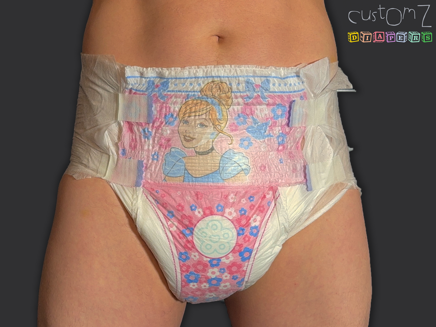 CustomZ Pink Princess ABDL Adult Baby Diaper Nappy with Working Wetness Indicator - 1 x Nappy