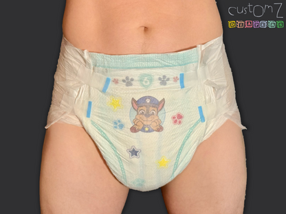 CustomZ Police Pup ABDL Adult Baby Diaper Nappy - 1 x Nappy