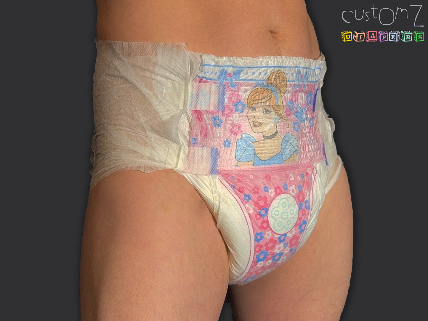 CustomZ Pink Princess ABDL Adult Baby Diaper Nappy with Working Wetness Indicator - 1 x Nappy