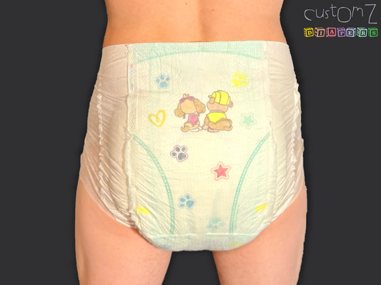 CustomZ Puppy Pals ABDL Adult Baby Diaper Nappy - 1 x Nappy